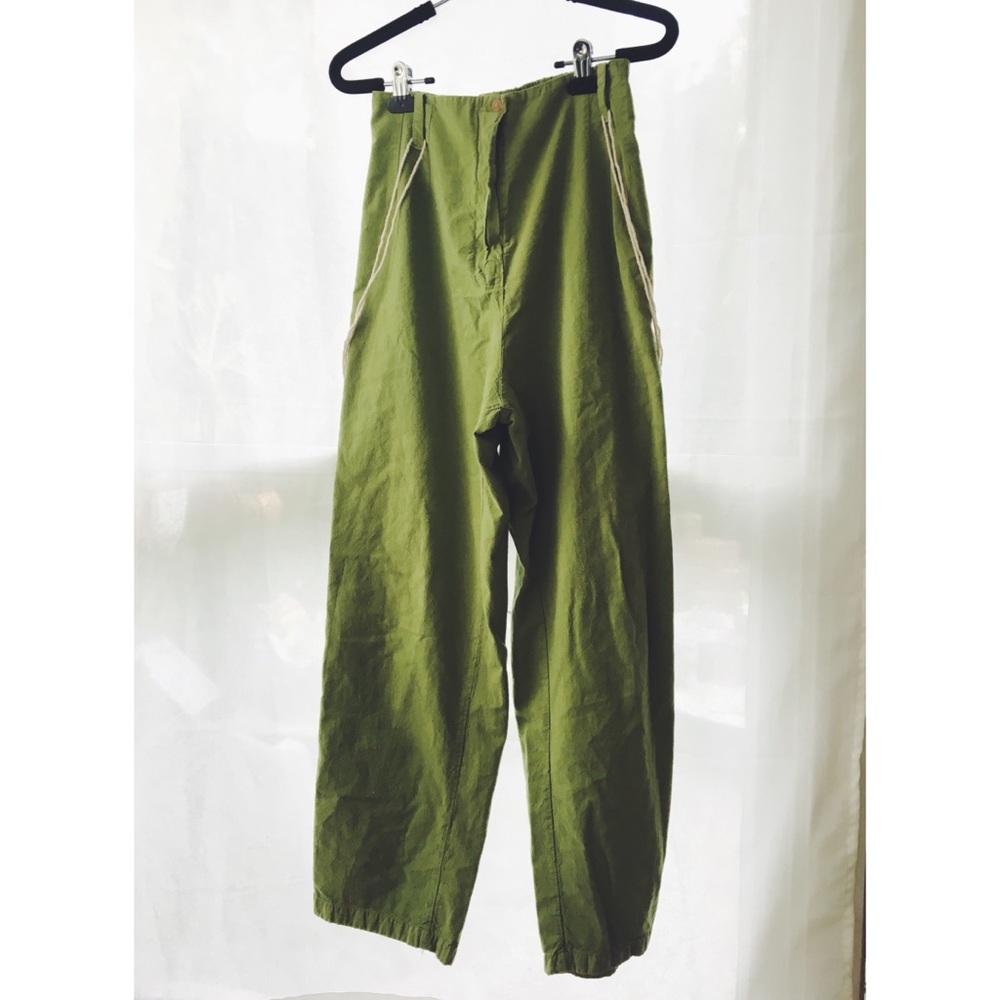 green high waisted cotton pants